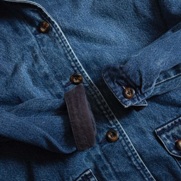 Vintage 90s St. John's Bay Women's Denim Barn Coat Chore Jacket Corduroy Collar - Picture 7 of 10